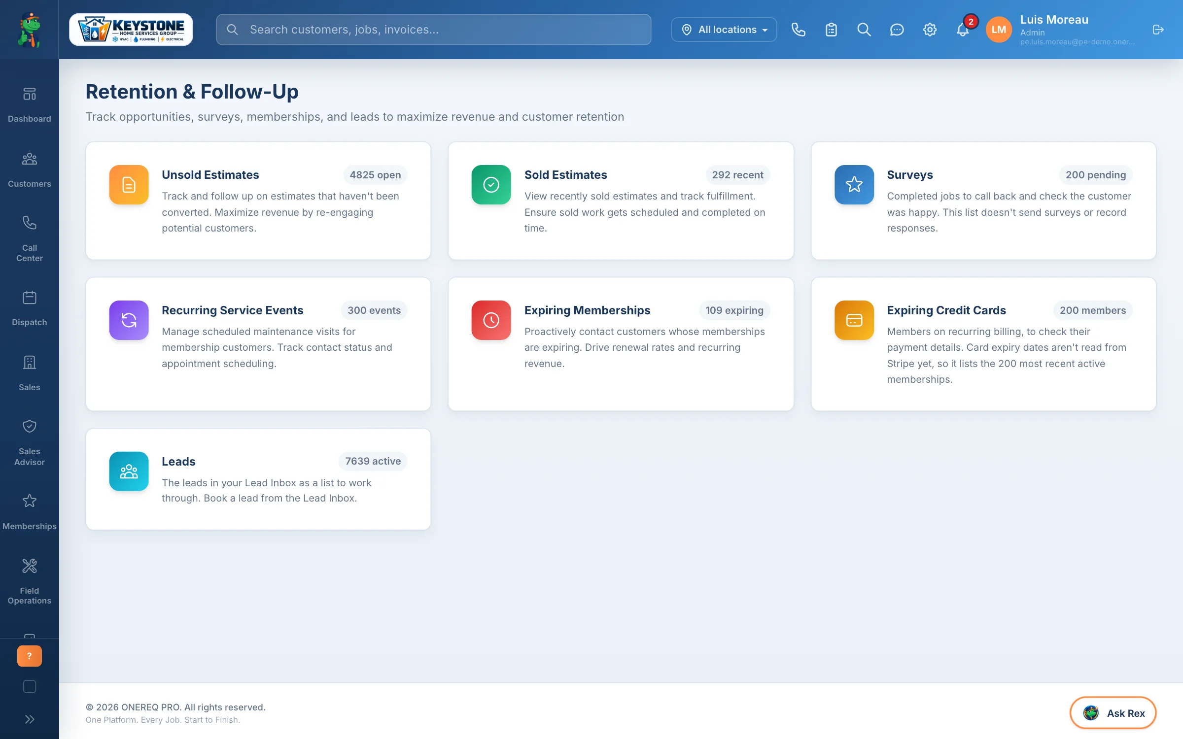 Follow-up overview with every list and its live count