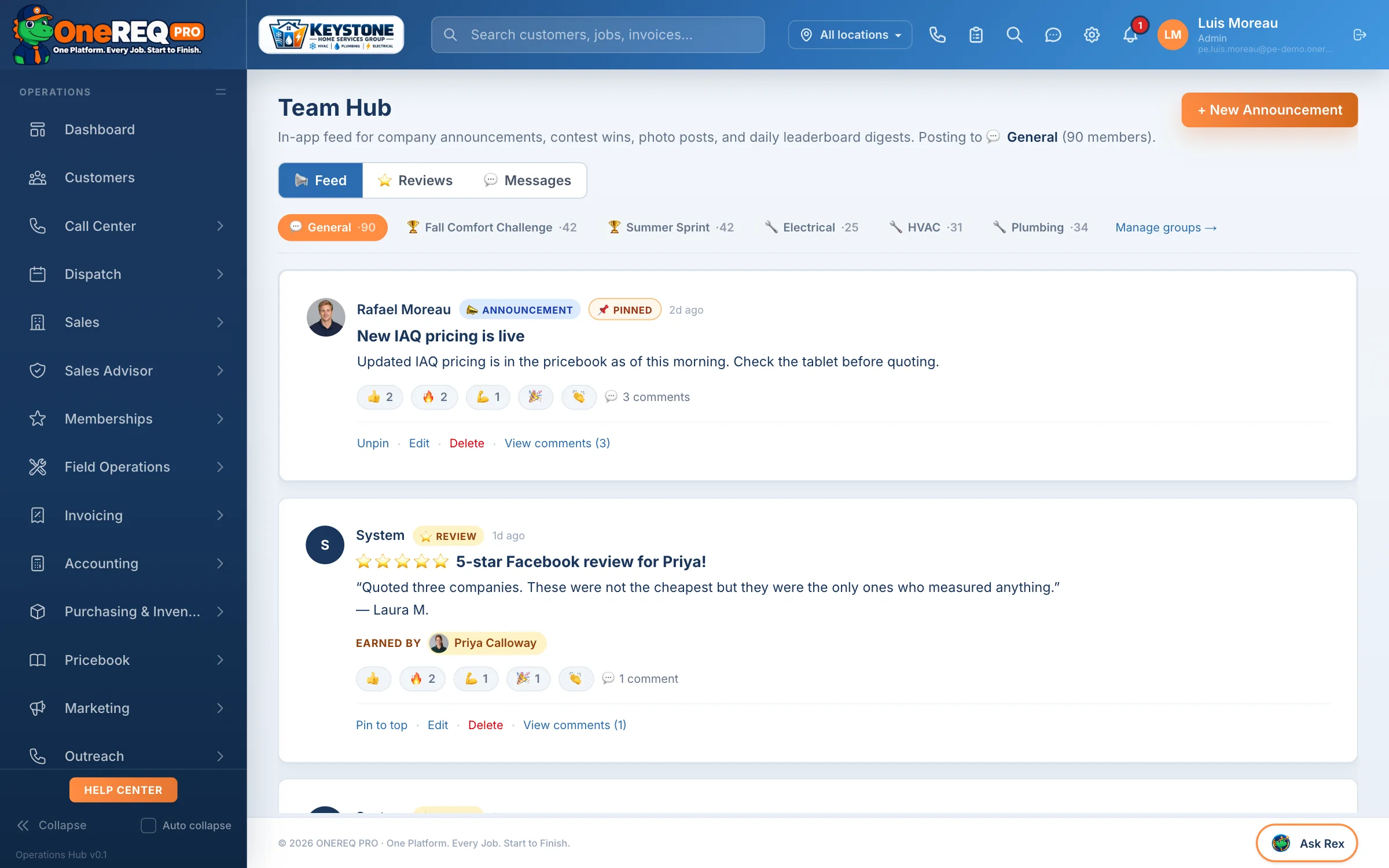 REQTalk on the platform