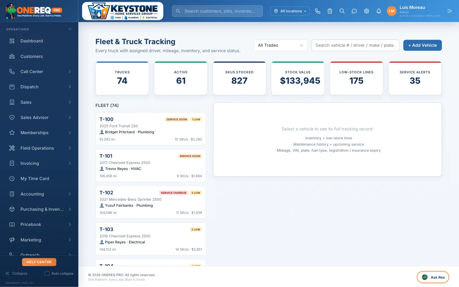 Warehouse and Requisitions: Fleet and Trucks