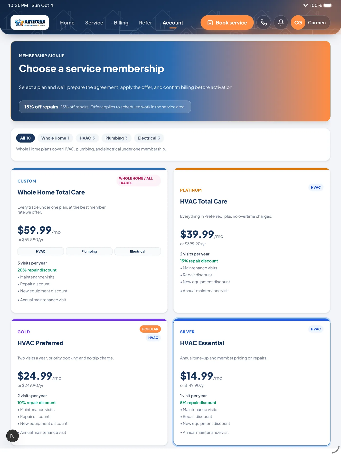 Homigo membership plans