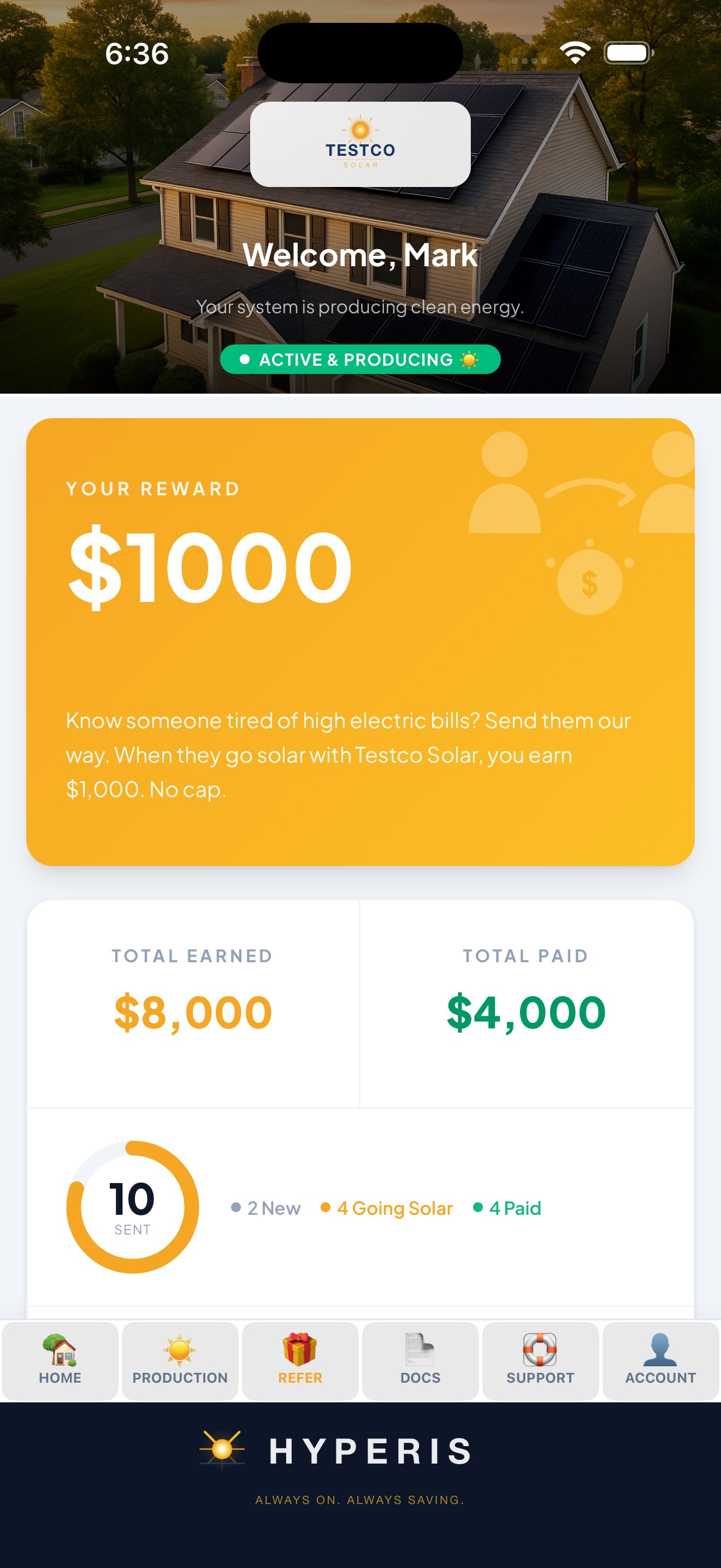 Referral screen