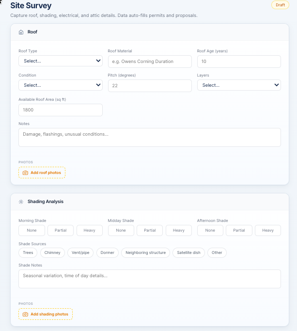 Solar site survey form
