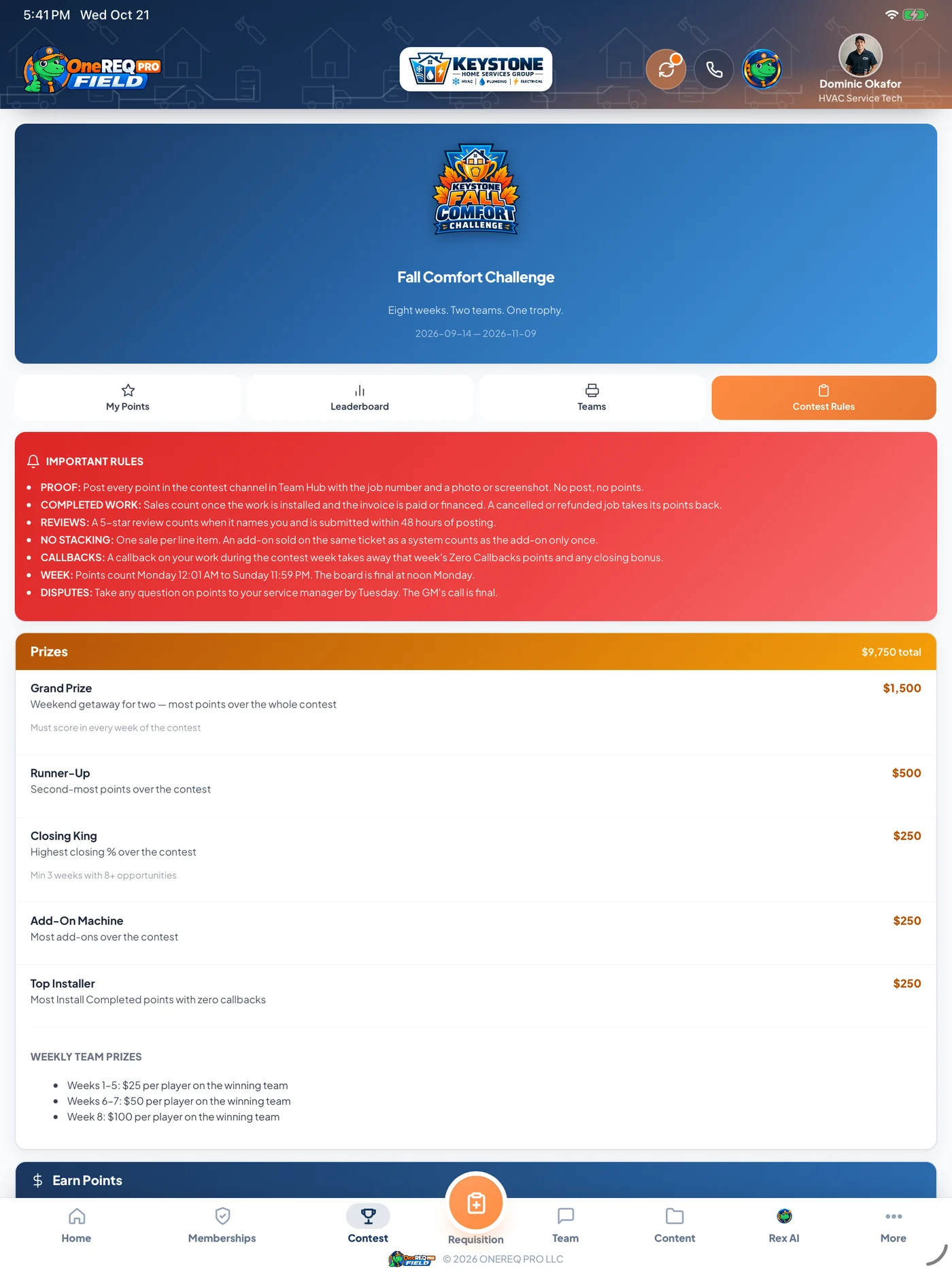 Field app contest rules and prizes